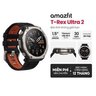 Đồng hồ thông minh Amazfit T-Rex Ultra 2 | Lưng Titanium | Voice Memo | Grade Adjusted Pace- Hàng chính hãng - BH 12th