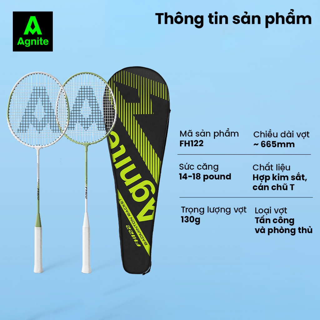 [TẶNG GĂNG TAY] Vợt Cầu Lông Chính Hãng AGNITE - Bộ Vợt Cầu Lông Hợp Kim Siêu Nhẹ Dành Cho Mọi Lứa Tuổi Luyện Tập