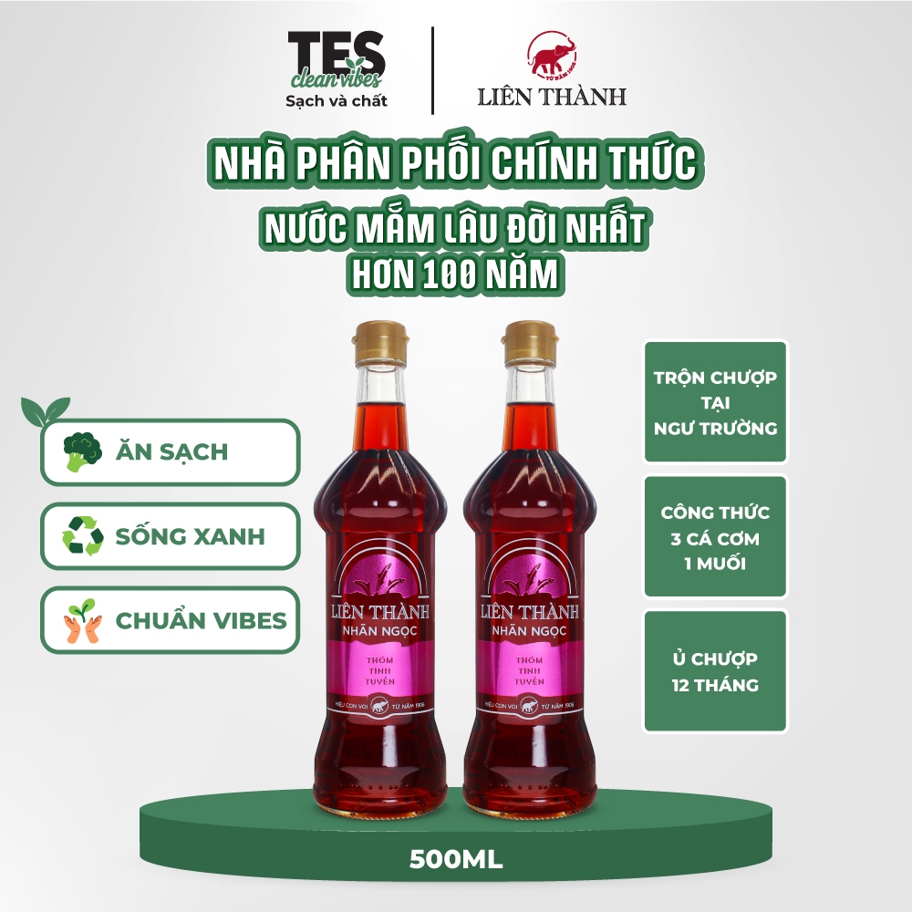 Combo 2 chai Nước mắm Liên Thành Nhãn Ngọc 40 độ đạm 500ml chai thủy tinh giá ưu đãi