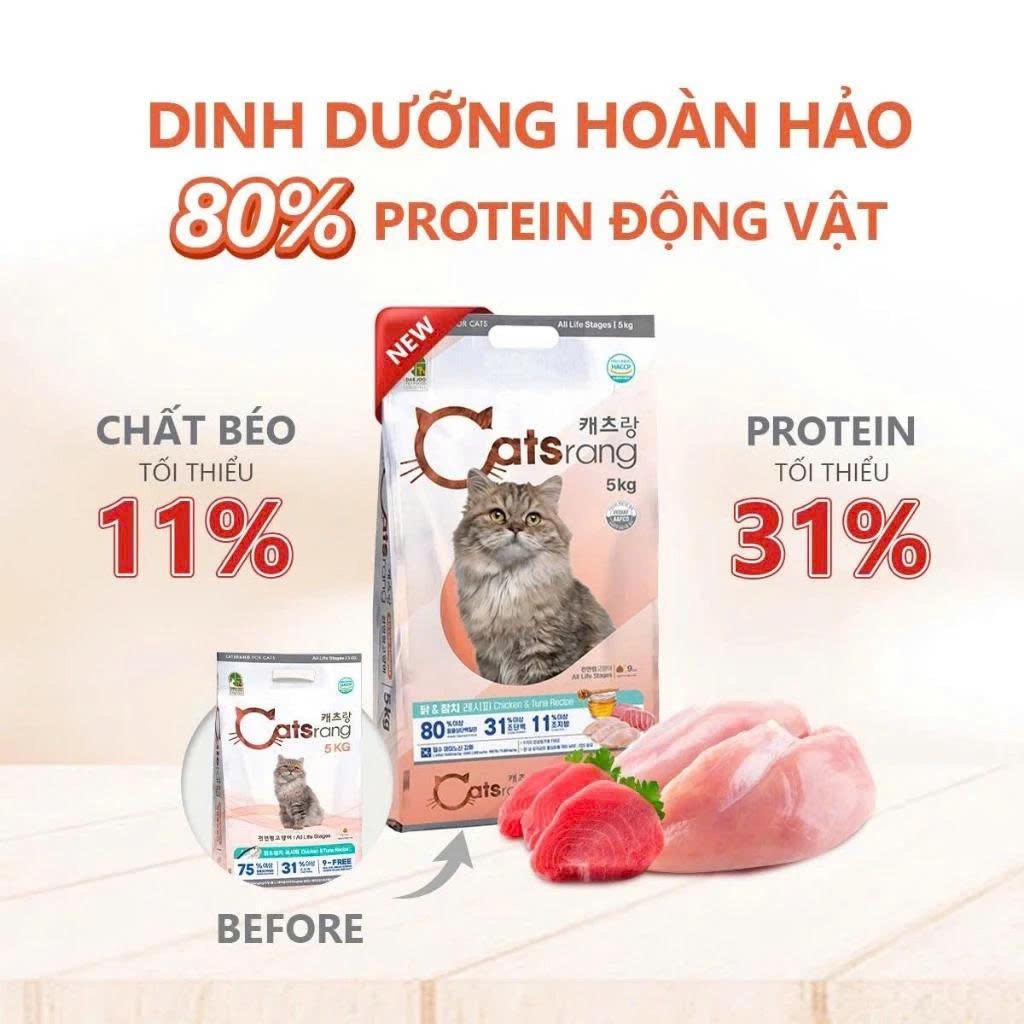 [Sẵn - Hỏa Tốc] Thức Ăn Cho Mèo Catsrang Bổ Sung Omega 3 6 9 Tốt Cho Da Lông 1.5kg, 1kg
