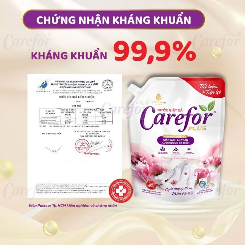 Combo 4 Nước Giặt Xả Quần Áo Carefor Plus X2 Siêu Đậm Đặc Hương Hoa Nắng Thơm Lâu Tổng nhận 8L