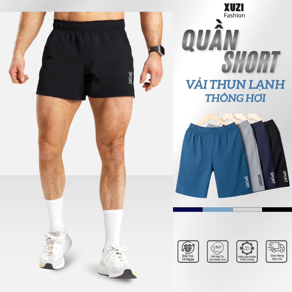 Quần đùi nam XUZI quần short đùi thể thao vải thun lạnh thông hơi lỗ kim siêu mát ,co dãn 4 chiều, mặc nhà đẹp.