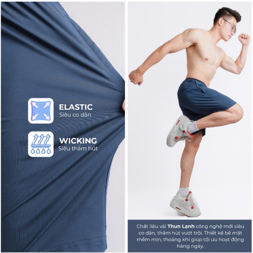 Quần đùi nam XUZI quần short đùi thể thao vải thun lạnh thông hơi lỗ kim siêu mát ,co dãn 4 chiều, mặc nhà đẹp.