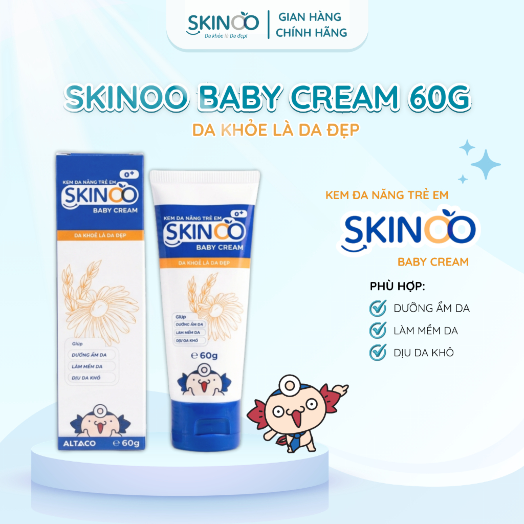 Kem dưỡng ẩm cho bé Skinoo Baby Cream 60g - Chăm sóc da khô nẻ do điều ...