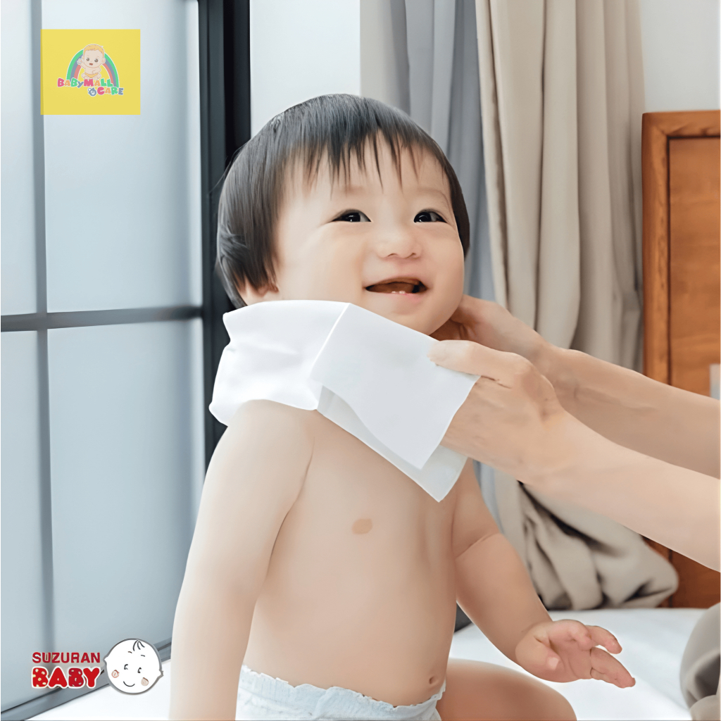 Khăn Khô Cotton Suzuran Baby Nhật 80 Miếng 100% Cotton Khô Lau Mặt Tắm Gội Cho Bé | Babymall & Care