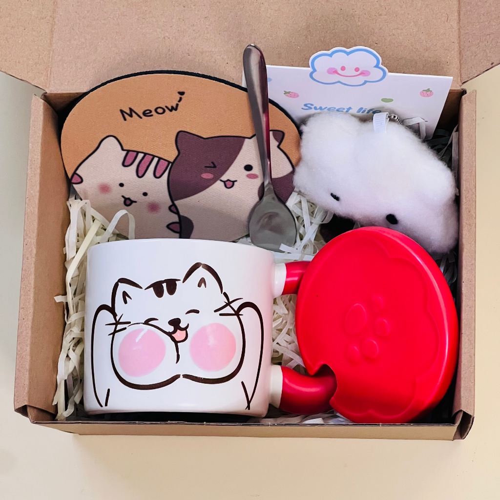 [BST 2026] Set quà cốc sứ Thú Má Lồi Siêu Cute Dễ Thương Kèm Gấu, Thiệp, Lót Ly Quà Tặng Tốt Nghiệp, Sinh nhật