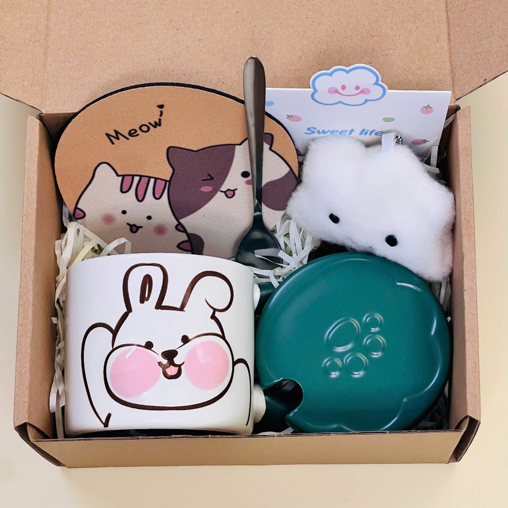 [BST 2026] Set quà cốc sứ Thú Má Lồi Siêu Cute Dễ Thương Kèm Gấu, Thiệp, Lót Ly Quà Tặng Tốt Nghiệp, Sinh nhật