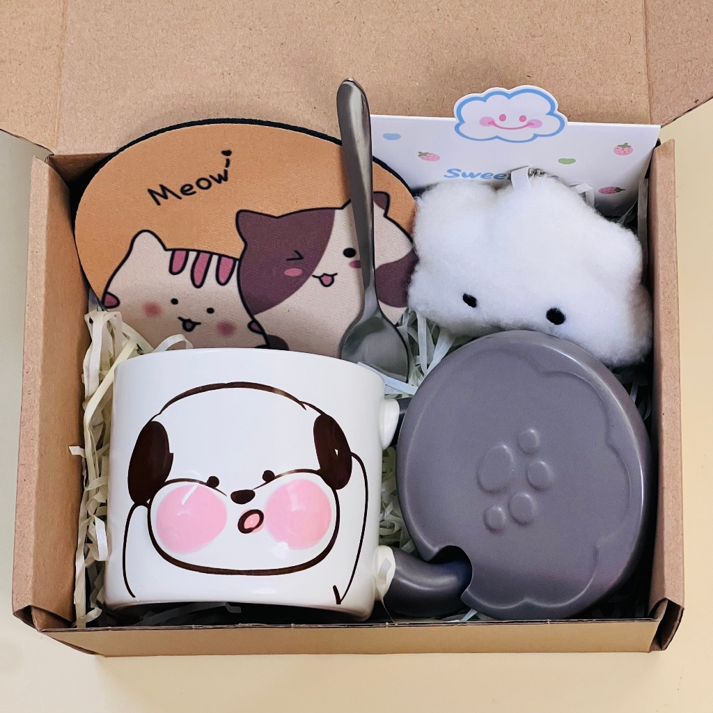 [BST 2026] Set quà cốc sứ Thú Má Lồi Siêu Cute Dễ Thương Kèm Gấu, Thiệp, Lót Ly Quà Tặng Tốt Nghiệp, Sinh nhật