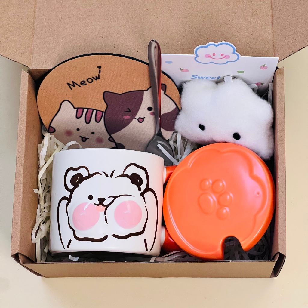 [BST 2026] Set quà cốc sứ Thú Má Lồi Siêu Cute Dễ Thương Kèm Gấu, Thiệp, Lót Ly Quà Tặng Tốt Nghiệp, Sinh nhật