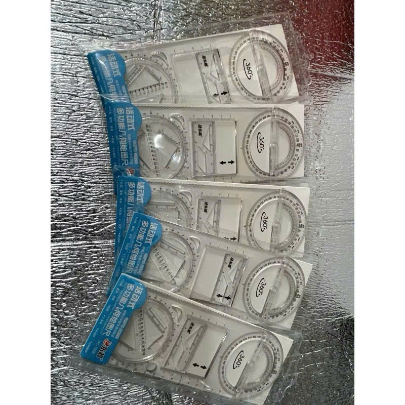 Thước kẻ đa năng tích hợp 5 trong 1 vẽ được nhiều hình học tiện dụng cho học sinh, sinh viên