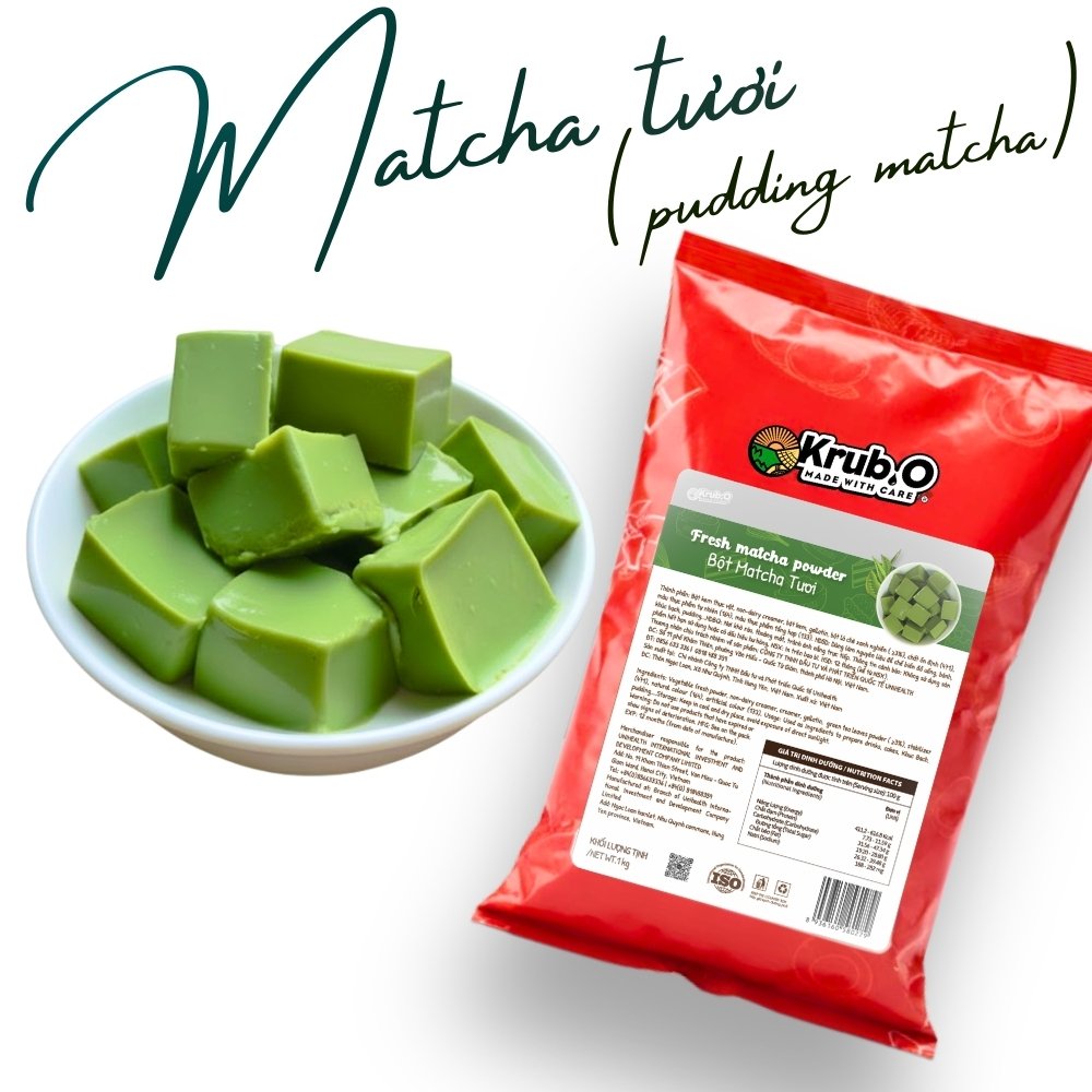 [NEW] Bột Matcha Tươi Krub.O 1kg - Thơm Đậm Vị Trà, Màu Xanh Tự Nhiên, Chuyên Dụng Làm Pudding & Khúc Bạch Matcha