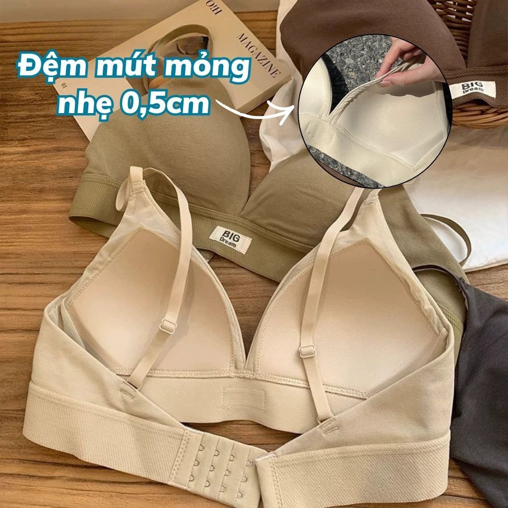 Áo ngực nữ không gọng cotton cao cấp thoáng mát đệm mút tam giác Châu Âu gợi cảm sexy LANIXA A310