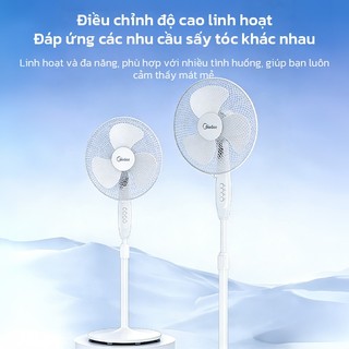 OOKAS Quạt Đứng Quạt điện 2 cánh, 16 inch, hoạt động êm ái, 3 cấp độ điều chỉnh tốc độ gió