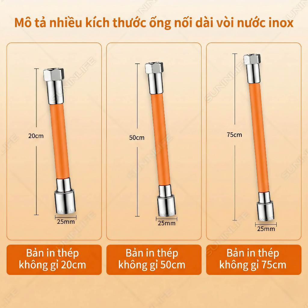 Ống Nối Dài Vòi Nước,Xoay360°  - Tăng Áp 2 chế độ phun Bắn Nước Lõi Thép 20/50/75cm