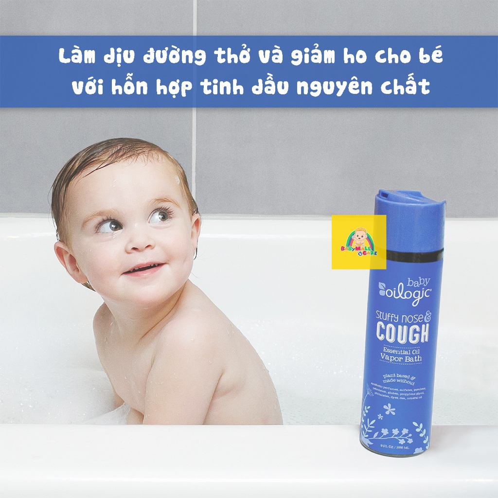 Tinh Dầu Tắm Thơm Dịu Nhẹ Cho Bé Baby Oilogic Stuffy Nose & Cough Vapor Bath 266 ml | Babymall&Care