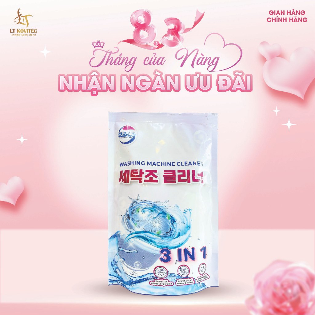 Bột Tẩy Lồng Máy Giặt CLEAVO Hàn Quốc Chính Hãng,  Tẩy Sạch Mọi Vết Bẩn Cho Máy Giặt Cửa Đứng Và Máy Giặt Cửa Ngang