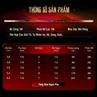 Cần Câu Đài Đại Chiến Tướng 5H Giá Rẻ Cần Câu Tay Thiết Kế Vẩy Rồng Bắt Mắt Tặng Kèm Ngọn Phụ