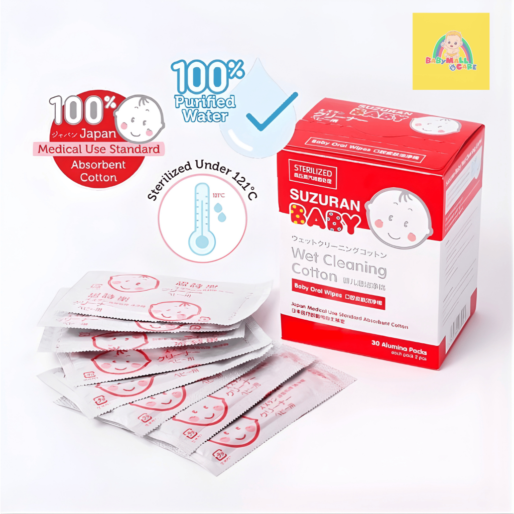 Bông Ướt Rơ Miệng Cho Bé Suzuran Baby Wet Cleaning Cotton 30 Gói Tiệt Trùng Tiện Lợi | Babymall&Care