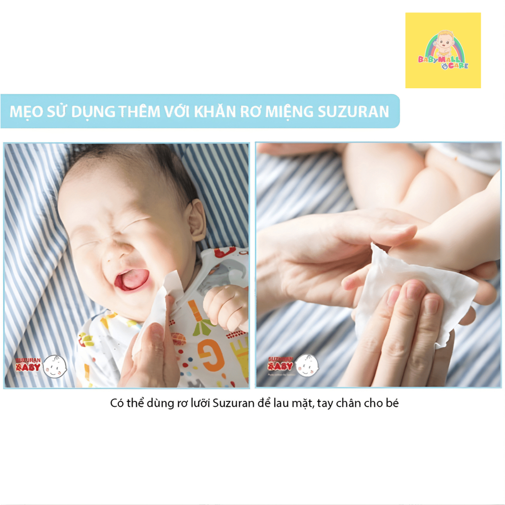 Bông Ướt Rơ Miệng Cho Bé Suzuran Baby Wet Cleaning Cotton 30 Gói Tiệt Trùng Tiện Lợi | Babymall&Care