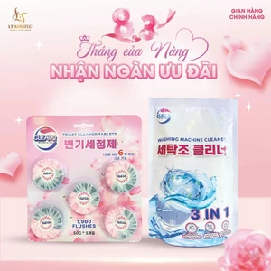 Combo Tẩy Lồng Máy Giặt Và 1 Vỉ Viên Thả Bồn Cầu Cleavo Tẩy Sạch Mọi Vết Bẩn