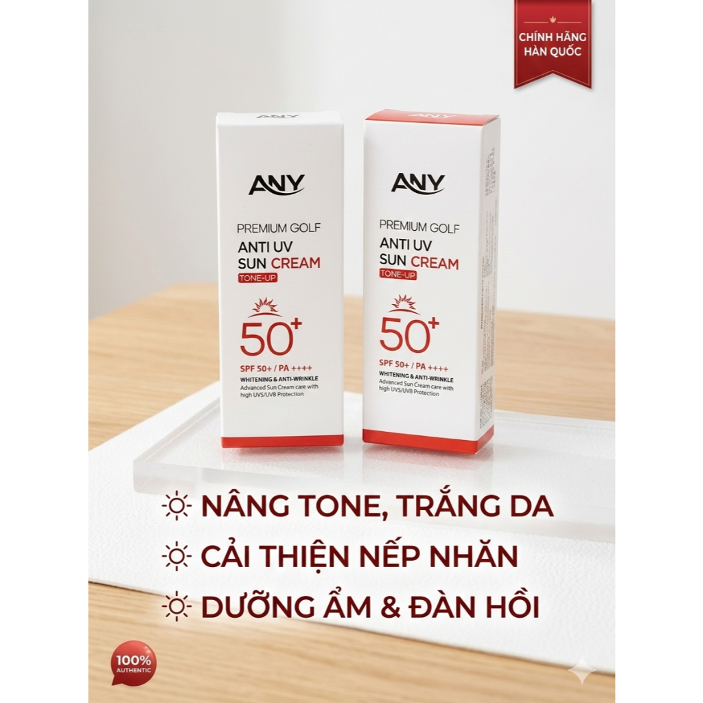 Kem Chống Nắng Tone Up Any Premium Golf Anti UV SPF50+ PA+++++QUÀ