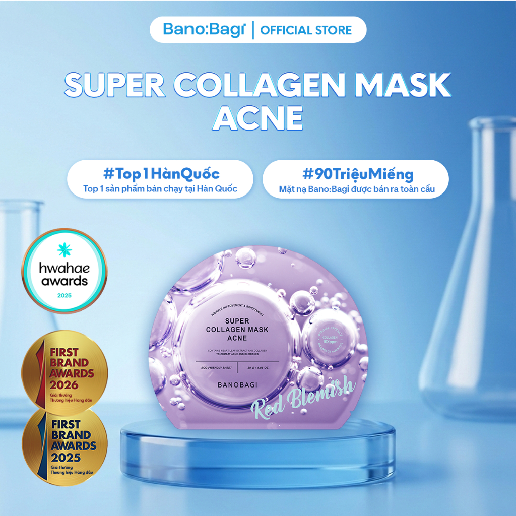 Mặt Nạ Bano:Bagi Super Collagen Mask Acne chống oxy hóa tăng độ đàn hồi làn da 30ml