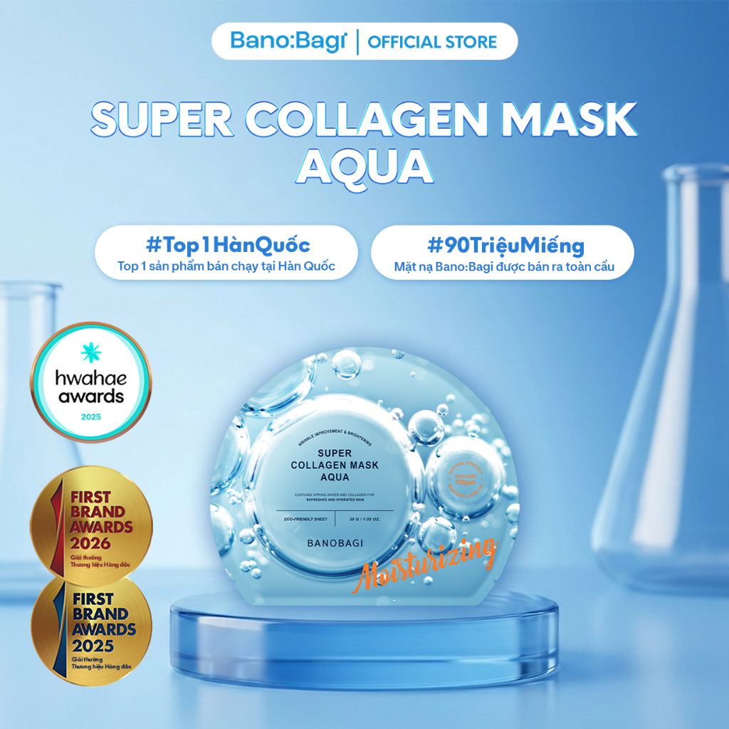 Mặt Nạ Bano:Bagi Super Collagen Mask Aqua tăng cường khả năng giữ ẩm làm săn chắc da 30ml