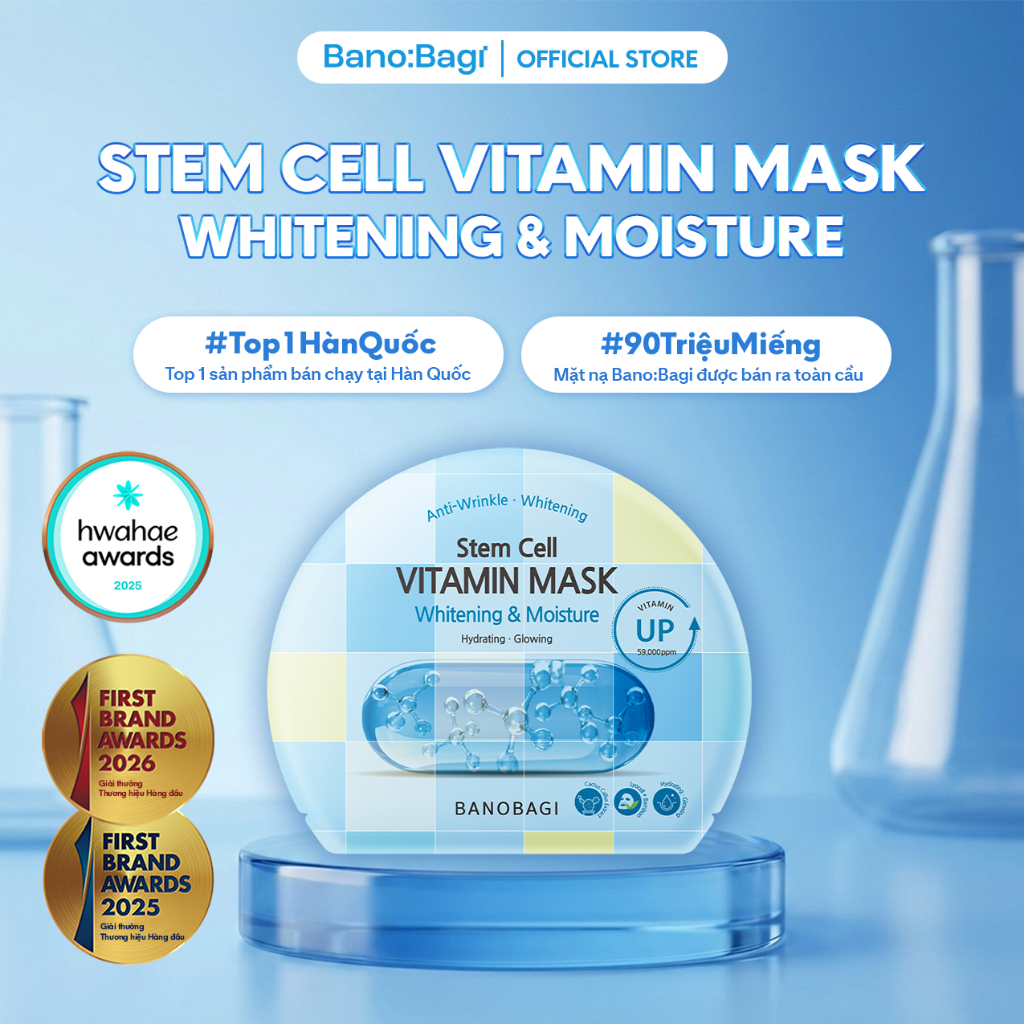 Mặt Nạ Bano:Bagi Stem Cell Vitamin Whitening & Moisture dưỡng trắng và dưỡng ẩm 30ml