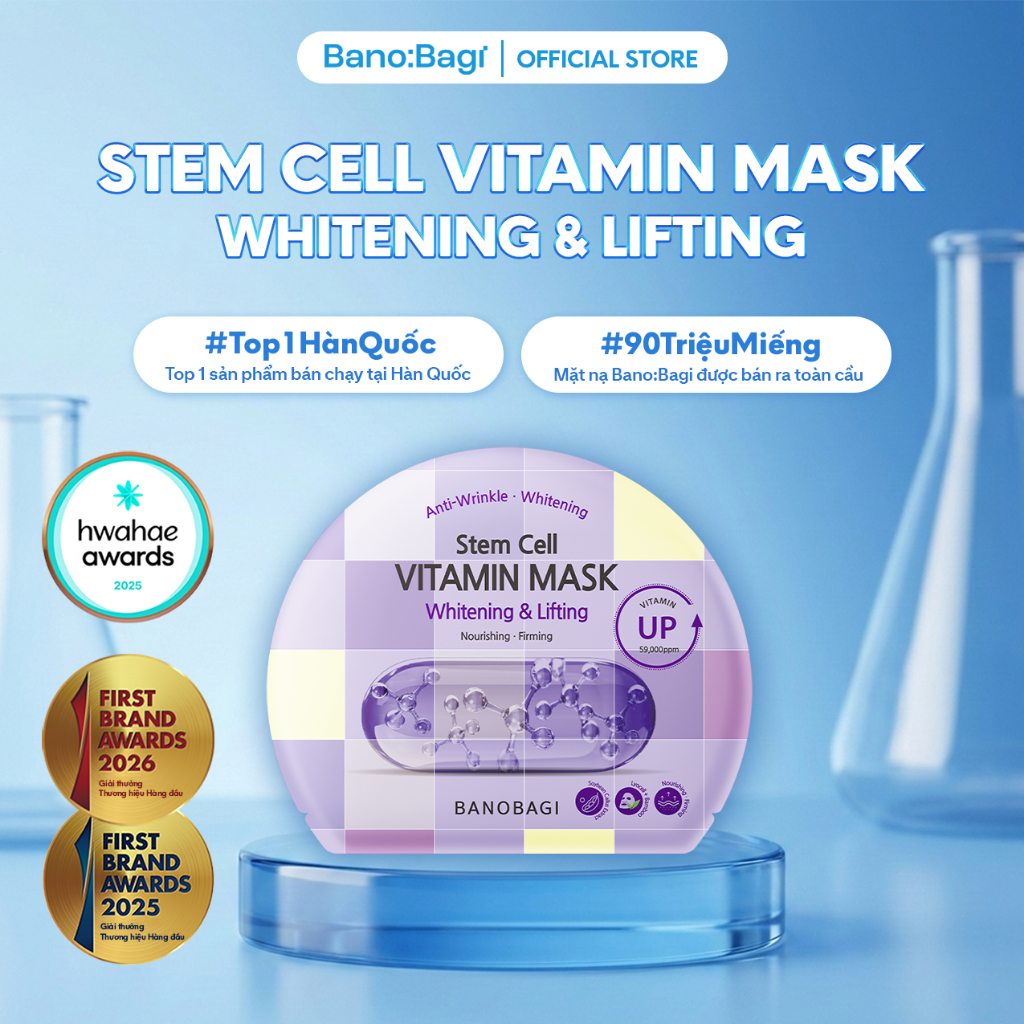 Mặt Nạ Bano:Bagi Stem Cell Vitamin Whitening & Lifting chức dưỡng trắng và nâng cơ 30ml