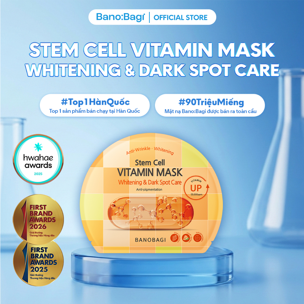 Mặt Nạ Bano:Bagi Stem Cell Vitamin Whitening & Dark Spot Care dưỡng trắng và mờ thâm 30ml