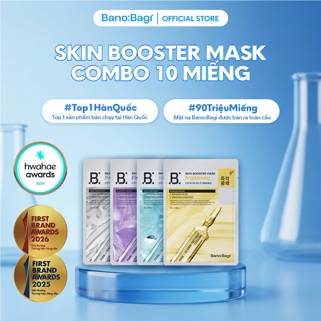 Combo 10 Miếng Mặt Nạ Bano:Bagi Skin Booster Chăm Sóc Mọi Loại Da 25ml
