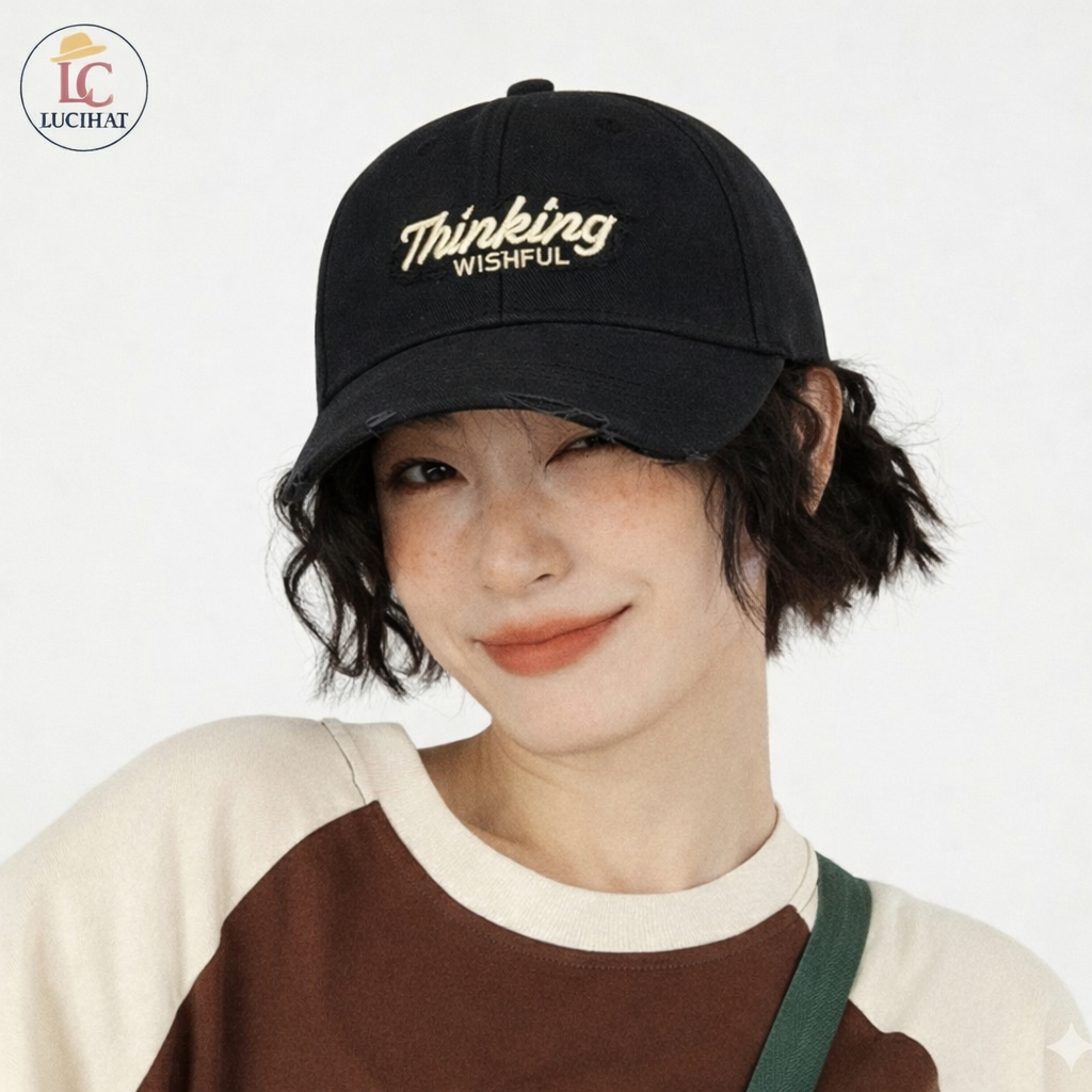 Mũ Lưỡi Trai Nam Nữ Thêu THINKING Form Chuẩn Vải Kaki Cao Cấp Unisex Vintage Nón Kết Thời Trang