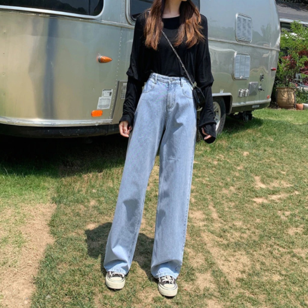 Quần Jean Nữ Bigsize MS105 Ống Suông Rộng Lưng Cao Nhiều Màu Tôn Dáng Mặc Đi Biển 55-90kg 2KJEANS | BigBuy360 - bigbuy360.vn