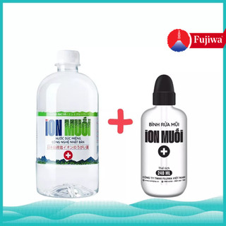 Combo Bình Rửa Mũi + Chai ion Muối dùng rửa mũi, súc họng vệ sinh khoan miệng hiệu quả cho vòm họng và đường hô hấp