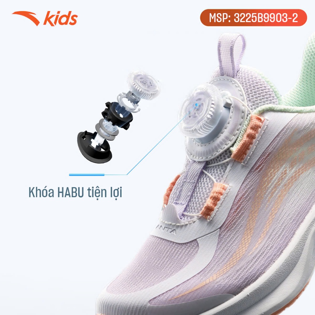 Giày Chạy Bé Gái Anta Kids Flashlite 2.0 Nhẹ, Thoáng Khí, Đàn Hồi Size 28 - 33 3225B9903