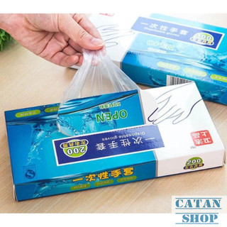 Hộp 200 Găng Tay Nylon Dùng Một Lần Siêu Dai Chất Liệu An Toàn Sử Dụng Chế Biến Thực Phẩm Tiện Dụng
