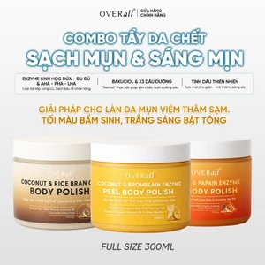 Combo 3 Tẩy Da Chết Body Cơm Dừa Cho Da Mụn, Viêm lỗ chân lông OVERall – Giúp Da Sạch mụn, Căng Bóng