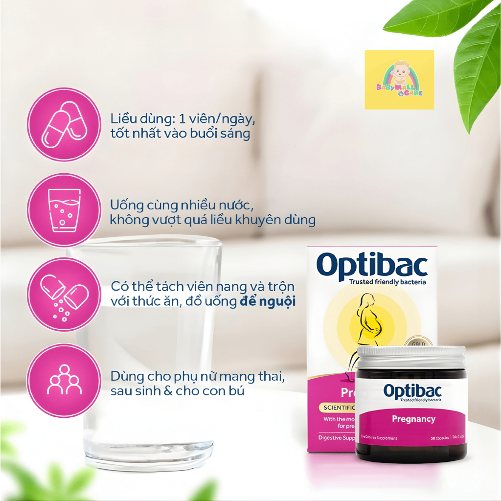 Viên Uống Optibac Pregnancy Bổ Sung Lợi Khuẩn Cho Mẹ Bầu Hộp 30 Viên |  Babymall & Care