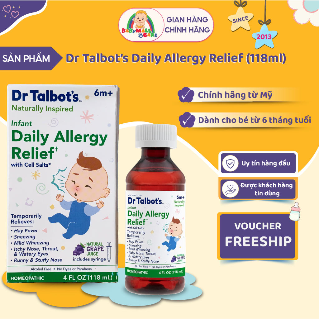 Thực Phẩm Bảo Vệ Sức Khỏe Talbot’s Infant Daily All.ergy Relief 6M+ 118ml | Babymall & Care