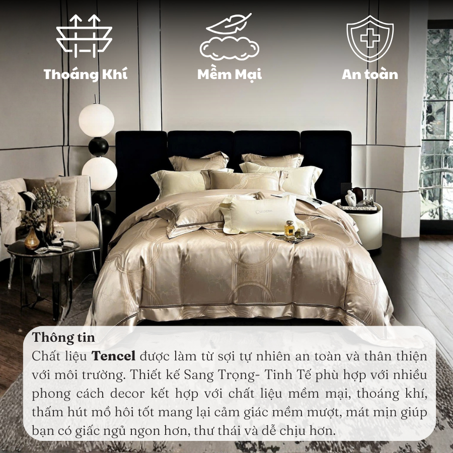 (L428) Set Vỏ Chăn Ga Gối Gấm 4 Món Memminbedding Luxury Phong Cách Hiện Đại Sang Trọng Chất Liệu Gấm Dệt