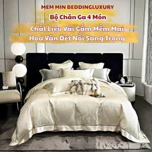 Set Vỏ Chăn Ga Gối Gấm 4 Món Memminbedding Luxury Phong Cách Hiện Đại Sang Trọng Chất Liệu Gấm Dệt