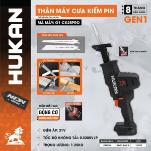 Thân Máy Cưa Kiếm Pin 21V HUKAN (Gen1) G1-CK25PRO| Không Chổi Than 6 Tốc Độ 3200rpm Cưa Gỗ Sắt Cầm Tay Tặng 2 Lưỡi