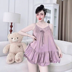 Đồ bộ ngủ nữ 2 dây mặc nhà dễ thương Freesize 54kg - cn175