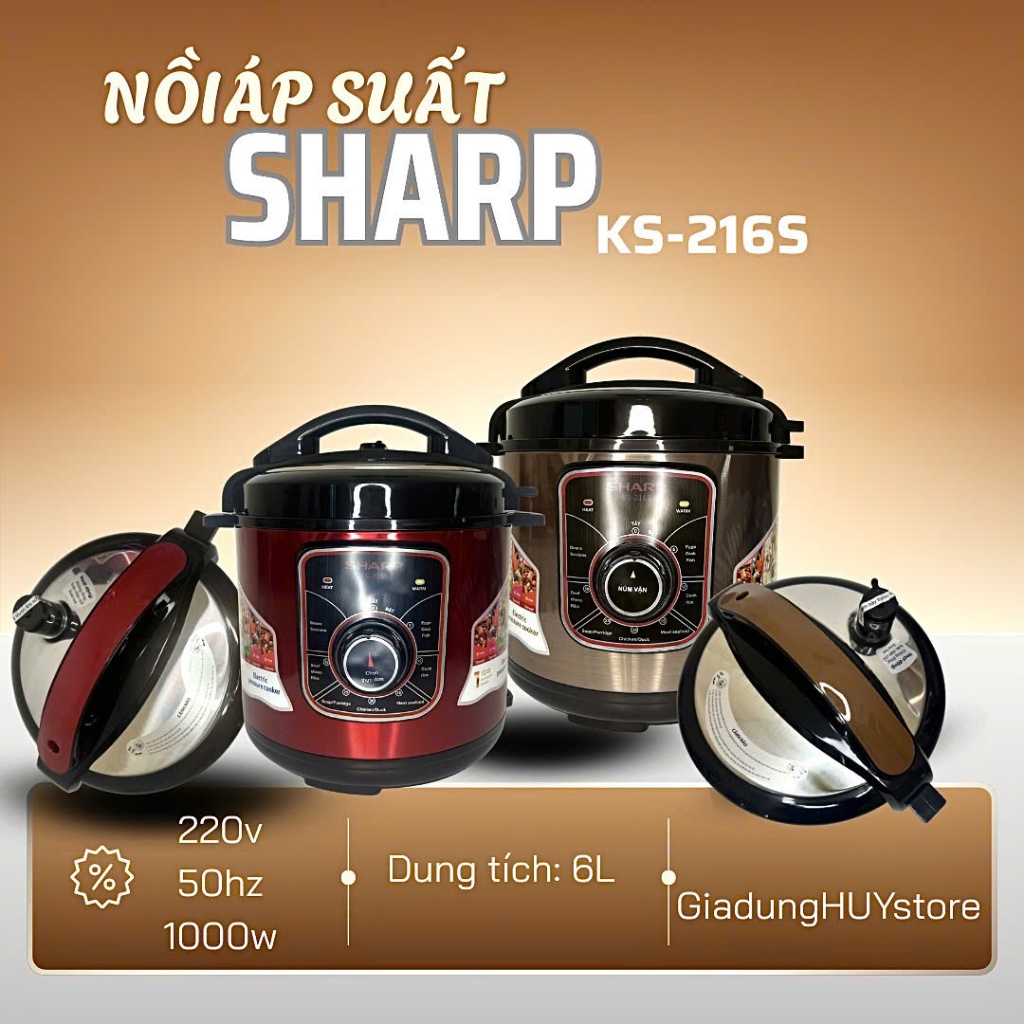 Nồi áp suất điện 6Lít Sharp đa năng , Nồi áp suất điện Sharp an toàn ...