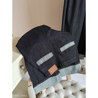 Quần Jeans Suông Gấp Gấu Đính Đá Chuẩn Linh Hoàng