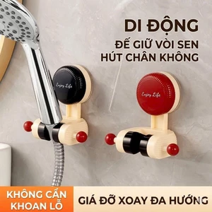 Giá đỡ vòi hoa sen hút tường màu Dopamine đỏ đen 12x11cm