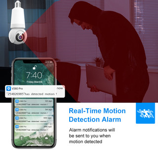 V380 Camera bóng đèn 5MP Full HD, theo dõi 360° tự động, nhìn đêm màu sắc, WiFi trong nhà