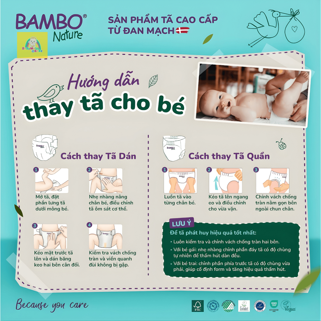 Tã Dán Tã Quần  Bambo Nature Size 1-6 Siêu Mềm Thấm Hút Cho Trẻ Sơ Sinh Và Trẻ Nhỏ | Babymall & Care