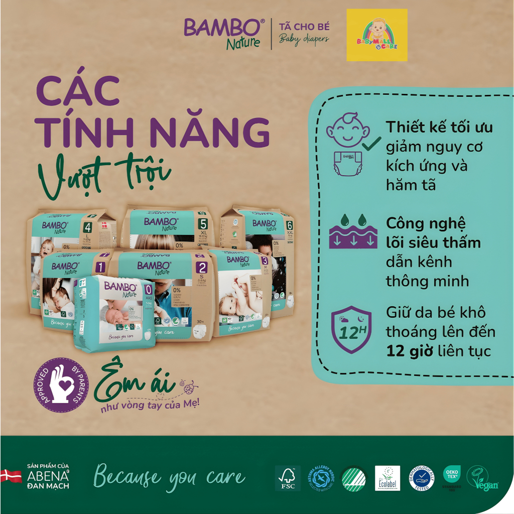 Tã Dán Tã Quần  Bambo Nature Size 1-6 Siêu Mềm Thấm Hút Cho Trẻ Sơ Sinh Và Trẻ Nhỏ | Babymall & Care