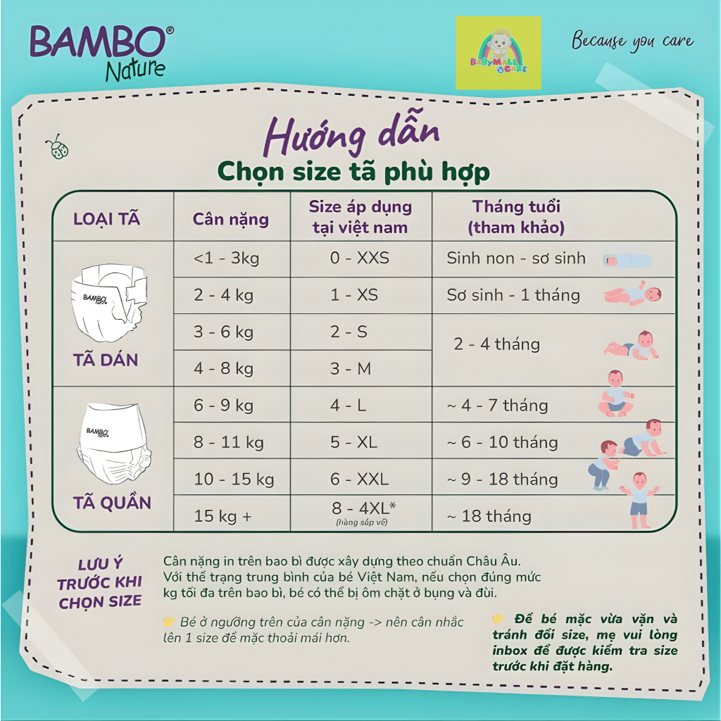 Tã Dán Tã Quần  Bambo Nature Size 1-6 Siêu Mềm Thấm Hút Cho Trẻ Sơ Sinh Và Trẻ Nhỏ | Babymall & Care
